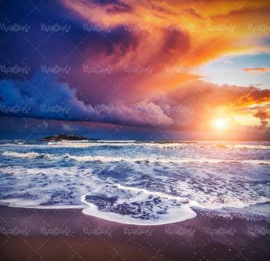 ساحل دریا منظره غروب خورشید