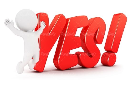 آدمک کاراکتر نوشته سه بعدی yes