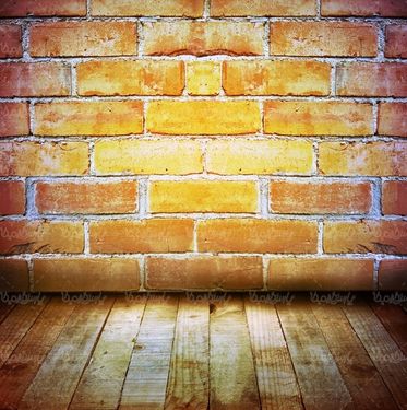 دیوار آجری تخته چوبی نیمکت چوبی