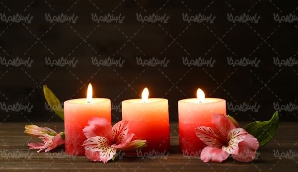 شمع روشن شکوفه گل