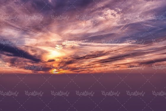آسمان ابری منظره غروب خورشید