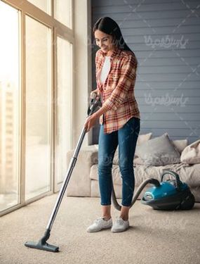 cleaning the house