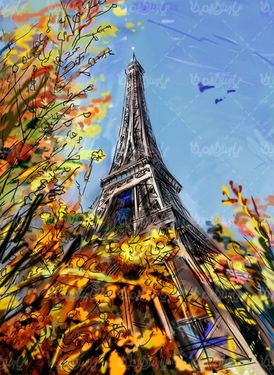 تصویر با کیفیت نقاشی برج ایفل