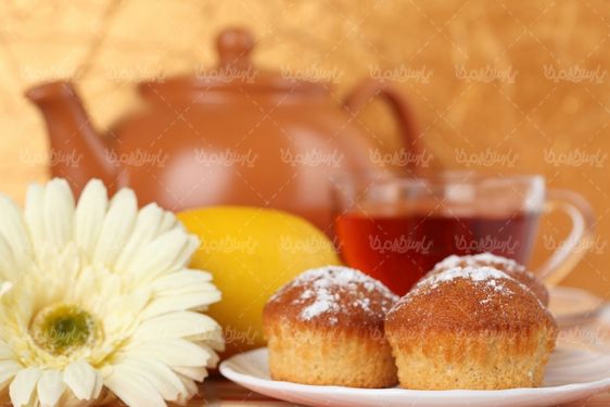 عکس با کیفیت کیک و چای