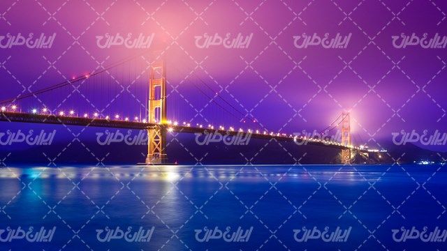 تصویر با کیفیت منظره پل برگ به همراه رودخانه و شب زیبا