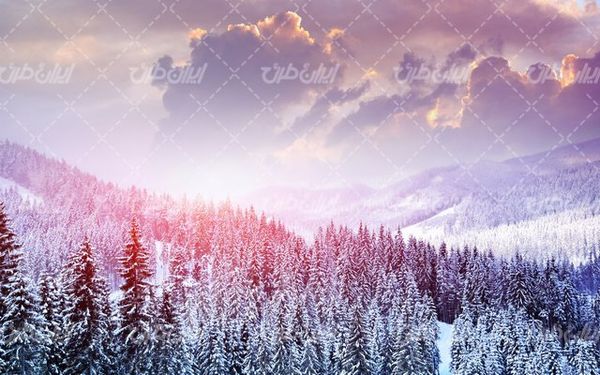 تصویر با کیفیت چشم انداز زیبای فصل زمستان به همراه منظره زیبا و طبیعت