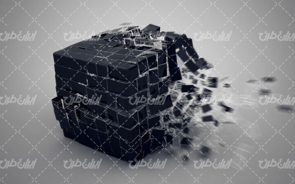 تصویر با کیفیت مکعب سه بعدی به همراه لحظه انفجار مکعب