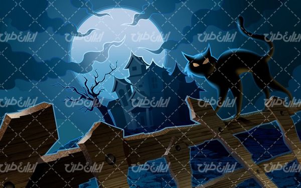 تصویر با کیفیت گربه به همراه ساختمان و نقاشی ترسناک