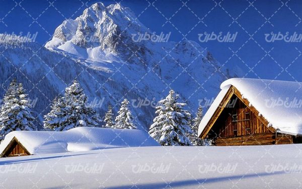 تصویر با کیفیت چشم انداز زیبای برفی به همراه برف و طبیعت برفی