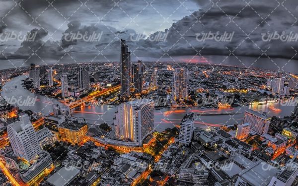 تصویر با کیفیت شهر مدرن همراه با عکس شهر و ساختمان