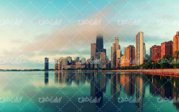 تصویر با کیفیت شهر مدرن همراه با عکس شهر و ساختمان