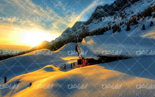 تصویر با کیفیت طبیعت زیبای زمستان به همراه برف و طبیعت برفی