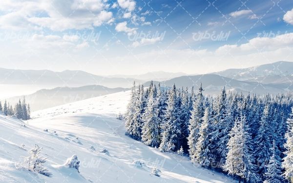 تصویر با کیفیت منظره زمستان به همراه برف و طبیعت برفی