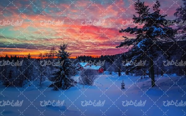 تصویر با کیفیت منظره زمستان به همراه برف و طبیعت برفی