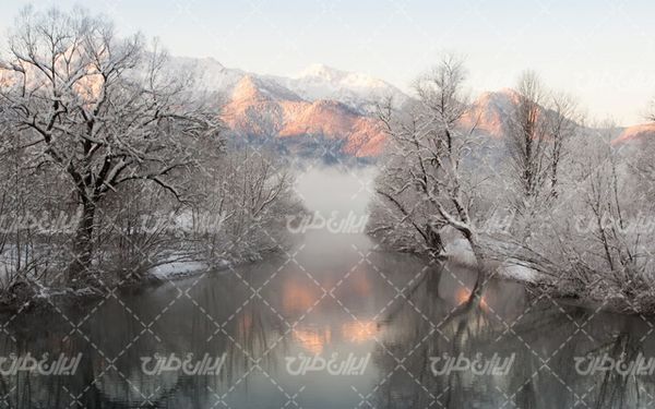 تصویر با کیفیت منظره زیبای فصل سرما به همراه برف و طبیعت برفی