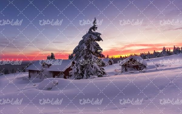 تصویر با کیفیت منظره زیبای برف به همراه برف و طبیعت برفی