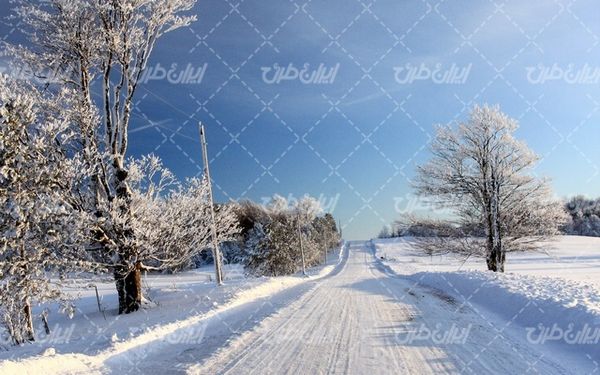 تصویر با کیفیت منظره زیبای برف به همراه برف و طبیعت برفی