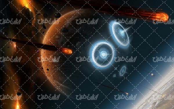 تصویر با کیفیت شهاب سنگ همراه با تصویر زمینه و بک گراند