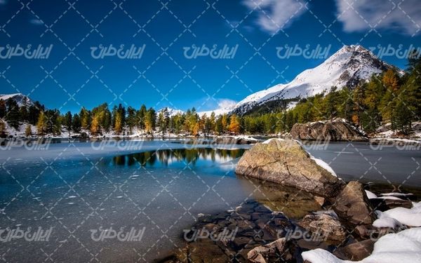 تصویر با کیفیت منظره زیبای طبیعت زمستان به همراه برف و منظره برفی