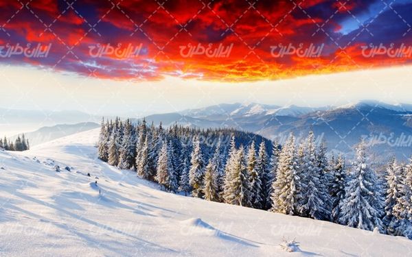 تصویر با کیفیت منظره زیبای فصل پاییز به همراه برف و طبیعت برفی