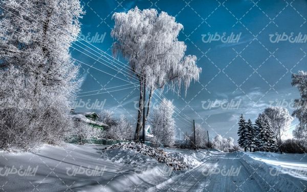 تصویر با کیفیت منظره زیبا همراه با منظره و چشم انداز زیبای فصل زمستان