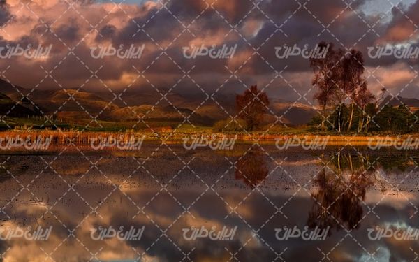 تصویر با کیفیت چشم انداز زیبای آسمان ابری همراه با منظره و طبیعت زیبا
