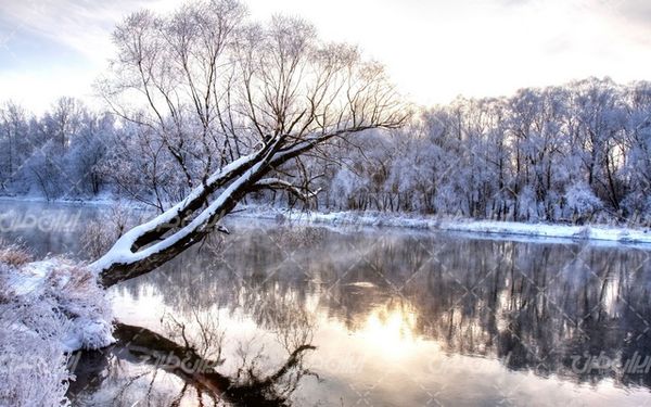 تصویر با کیفیت چشم انداز زیبای زمستان همراه با منظره و طبیعت زیبا