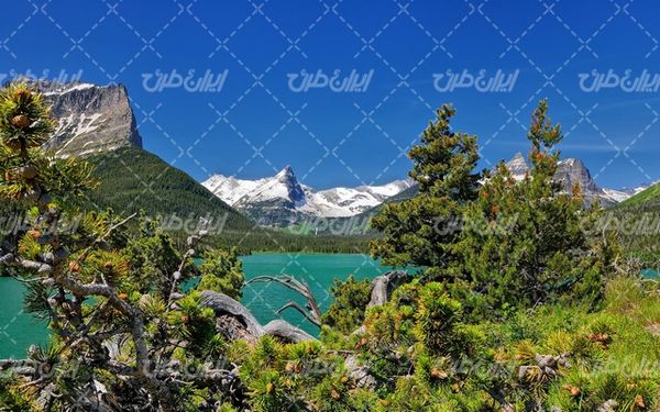 تصویر با کیفیت چشم انداز زیبای دریاچه همراه با منظره و طبیعت زیبا