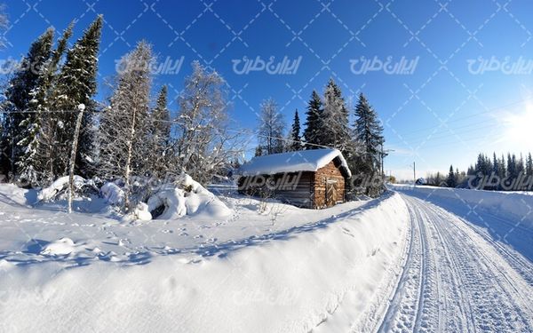 تصویر با کیفیت چشم انداز زیبای زمستان همراه با منظره و طبیعت زیبا