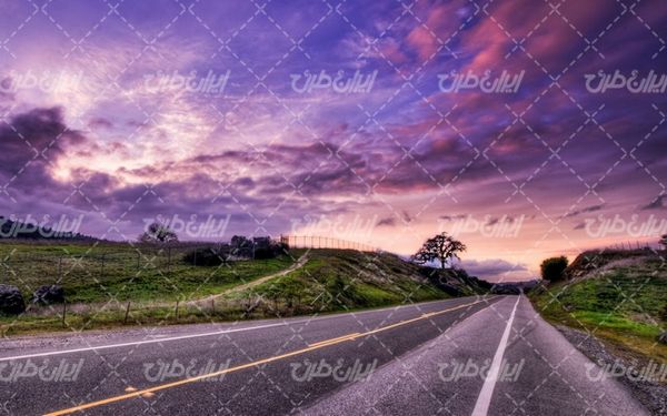 تصویر با کیفیت چشم انداز زیبای جاده همراه با منظره دیدنی و طبیعت زیبا