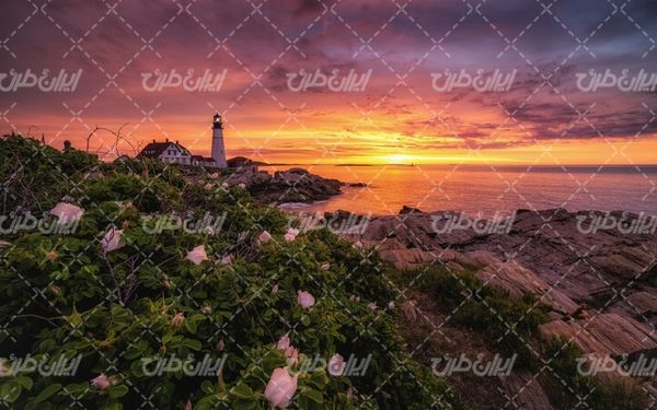 تصویر با کیفیت چشم انداز زیبای غروب آفتاب همراه با منظره دیدنی و طبیعت زیبا