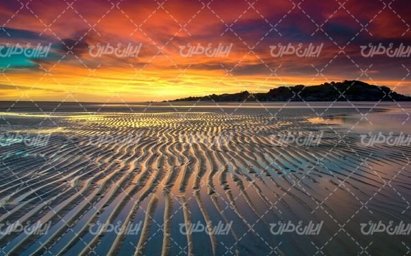 تصویر با کیفیت چشم انداز زیبای غروب آفتاب همراه با منظره دیدنی و طبیعت زیبا