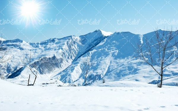 تصویر با کیفیت منظره زیبای زمستان به همراه برف و طبیعت برفی