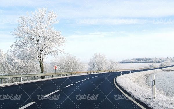 تصویر با کیفیت منظره زیبای زمستان به همراه برف و طبیعت برفی