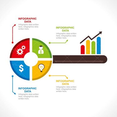 وکتور اینفوگرافی لیبل گرافیکی نمودار چرخ دنده