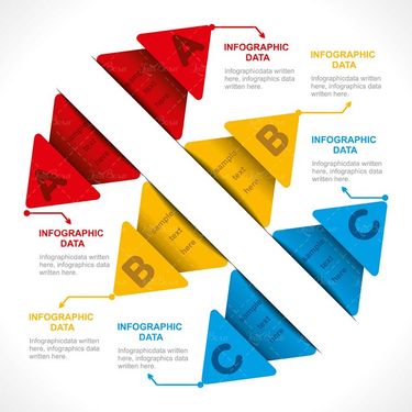 وکتور حروف انگلیسی اینفوگرافی رنگی لیبل رنگی