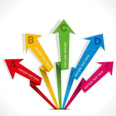 وکتور  اینفوگرافی گرافیکی، کمان رنگی لیبل گرافیکی