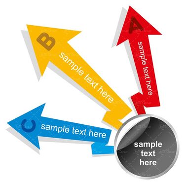 وکتور   اینفوگرافی  کمان فلش رنگی لیبل رنگی