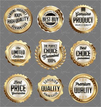 وکتور لیبل طلایی برچسب طلایی برچسب گل برچسب  دایره ای