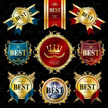 وکتور لیبل برچسب  تاج پادشاه خوشه گندم