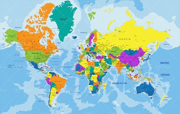 وکتور نقشه کره زمین نقشه دنیا نقشه جهان اقیانوس آبهای آزاد