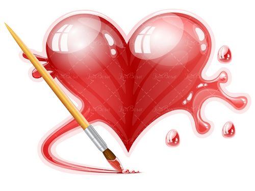 وکتور قلب رنگ روغن قلمو طراحی قلمو نقاشی