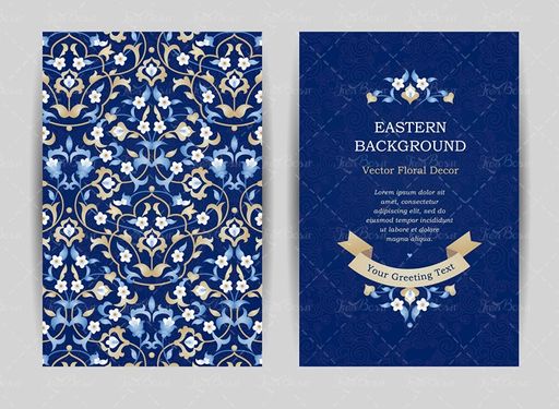 وکتور گل بوته گل و بوته بک گراند لیبل  تذهیب