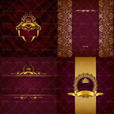 وکتور  بک گراند گل لیبل برچسب طلایی تاج پادشاه1