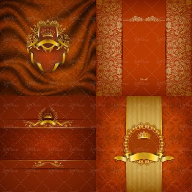 وکتور  بک گراند گل لیبل برچسب طلایی تاج پادشاه7