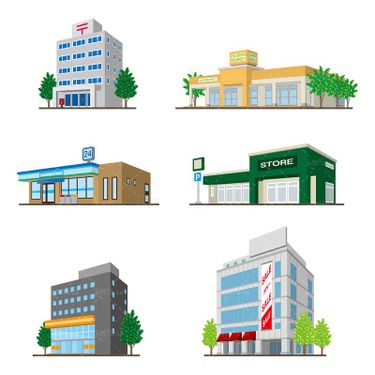 وکتور  برج سازی  ساختمان سازی درخت فروشگاه