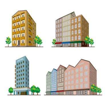 وکتور ساختمان چند طبقه   برج  هتل درخت