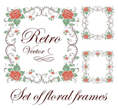 وکتور کادر گل گل و بوته حاشیه گل  المان طراحی  شمسه گل قرمز   04