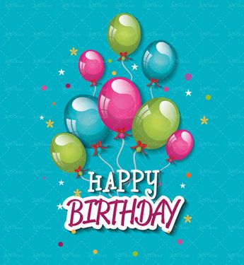 وکتور جشن تولد ستاره بادکنک رنگی بک گراند 1