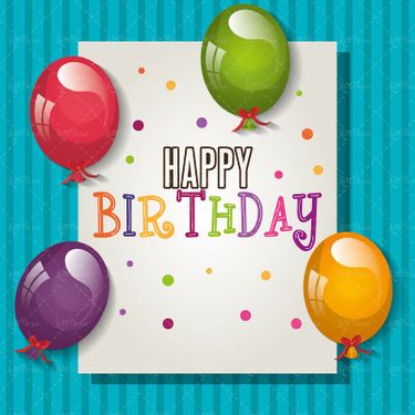 وکتور جشن تولد ستاره بادکنک رنگی بک گراند لیبل